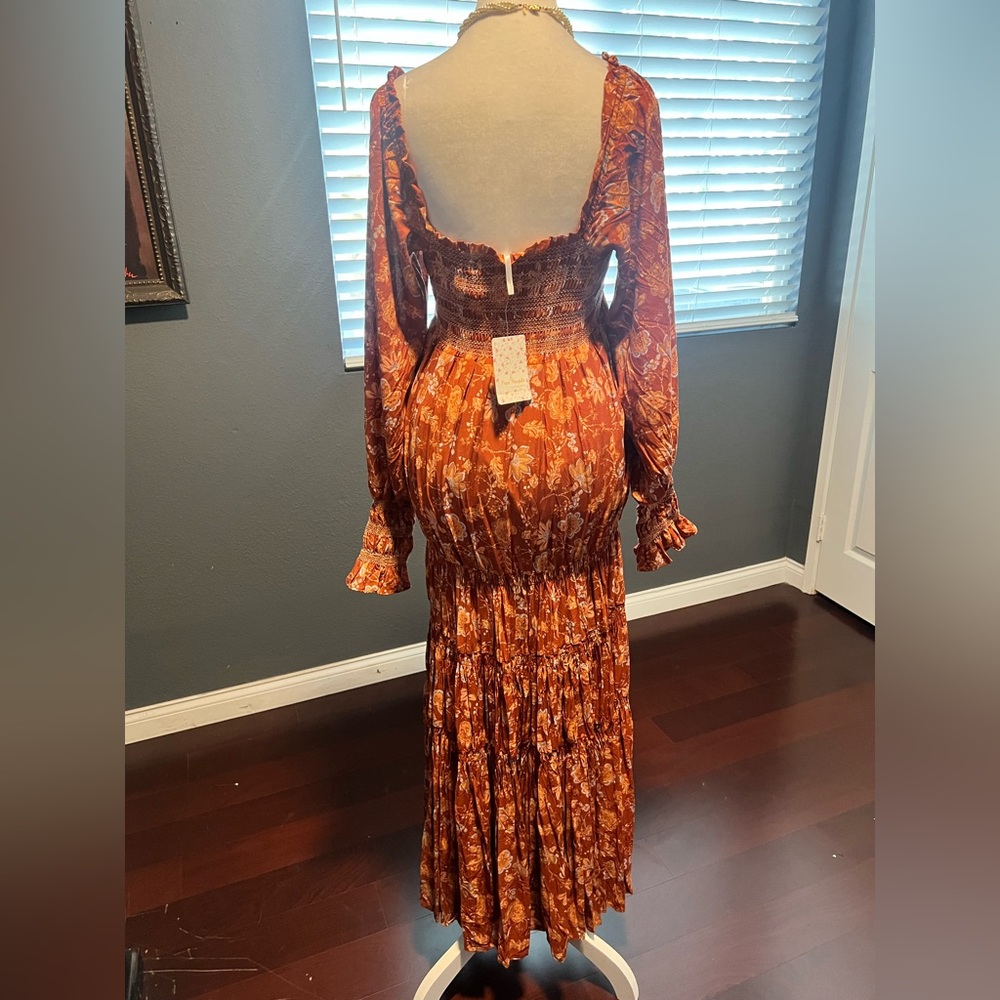 NWT Tiered Free People Rust Floral Maxi Dress. Size Small - Picture 8 of 8